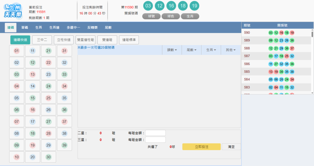 加州天天樂 - 五大下注方式